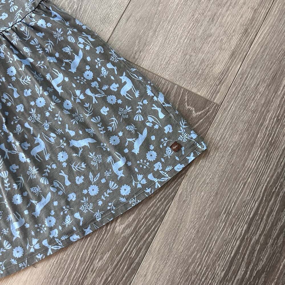 TEA COLLECTION Girl's 6 Sparkle Henley Dress Forest Animals Blue/Gray - Picture 4 of 7